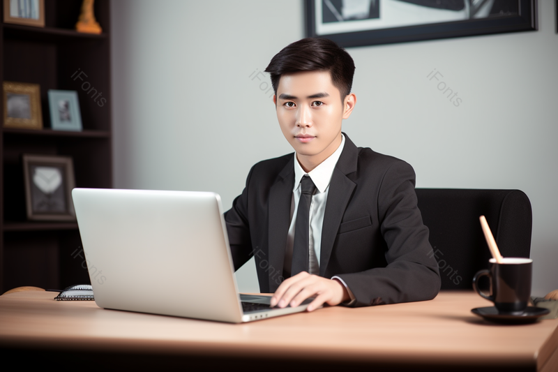 办公室桌子穿着西装的年轻男性,高清,摄影图,摄影图片,图片大全,摄影图免费下载